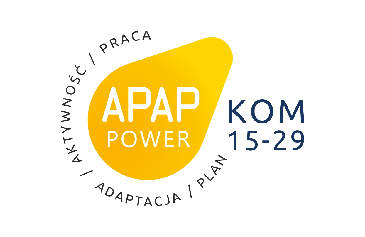 grafika przedstawia logo projektu APAP POWER KOM