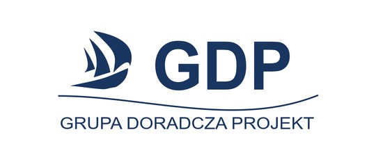 Obrazek przedstawia logo firmy tj. drukowane litery GDP
